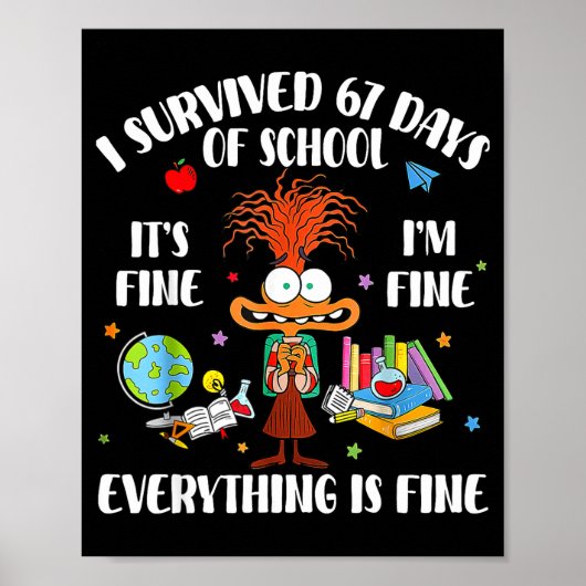 Cat I Survived 67 Days Of School Teachers Students Poster (Vorne)