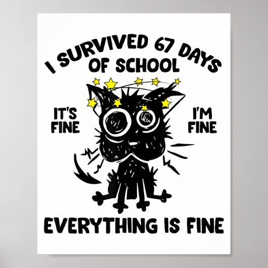 Cat I Survived 67 Days Of School Teachers Students Poster (Vorne)