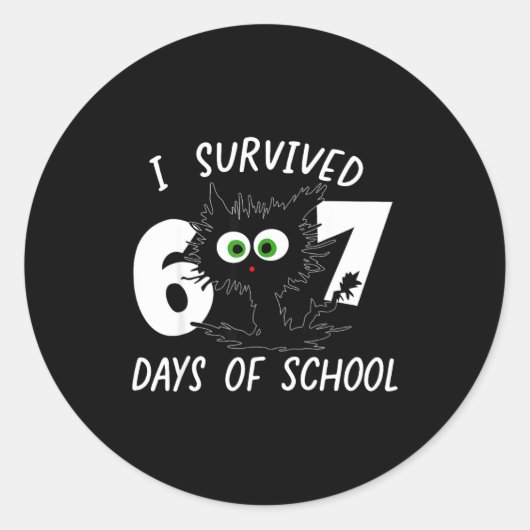 Cat I Survived 67 Days Of School Teachers Students Runder Aufkleber (Vorderseite)