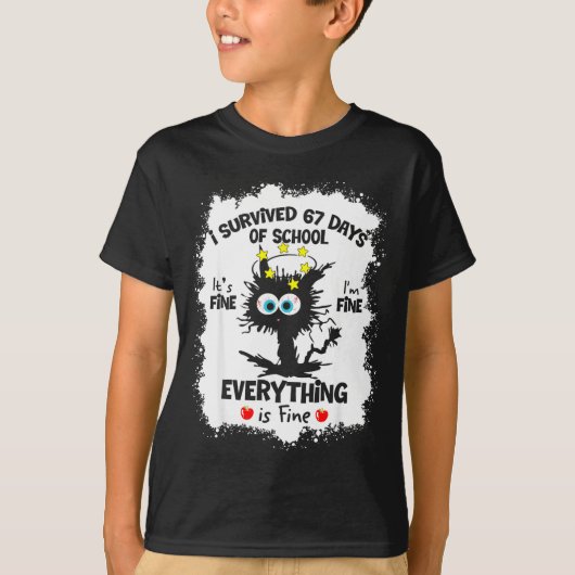 Cat I Survived 67 Days Of School Teachers Students T-Shirt (Vorderseite)
