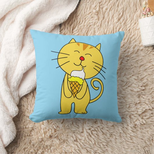 Cat Ice Creme Cone Pillow Baby Pink Blue Kissen (Decke)