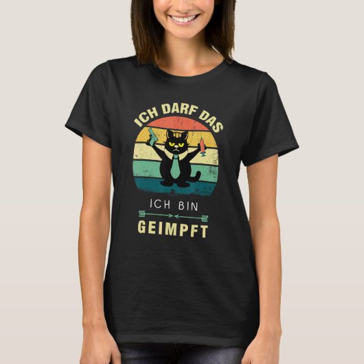 Cat Ich Bin Geimpft Pro Impfung Feierabend Retro T-Shirt (Vorderseite)