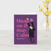 Cat Illustration auf Karte "Hang on & bleibe Calm. (Gelbe Blume)