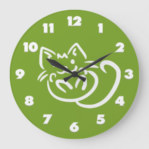 Cat Illustration benutzerdefinierte Farbwanduhr Große Wanduhr