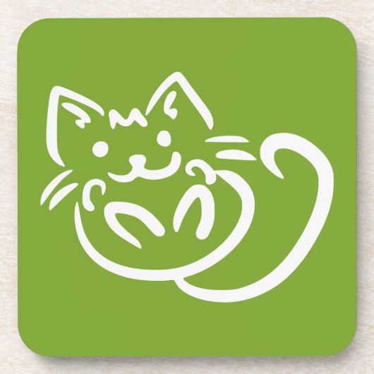 Cat Illustration benutzerdefinierte Untersetzer (Vorderseite)