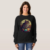 Cat Illustration Easter Graphic with Eggs for Cat Sweatshirt (Vorne ganz)