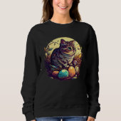 Cat Illustration Easter Graphic with Eggs for Cat Sweatshirt (Vorderseite)