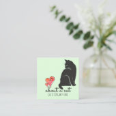 Cat Illustration & Hearts Cat Sitter Quadratische Visitenkarte (Stehend Vorderseite)