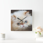 Cat In A Box Quadratische Wanduhr (Zuhause)
