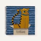 Cat in a Cardboard Box Cartoon Drawing Notizblock (Vorderseite)