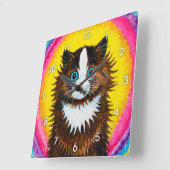 Cat in a Rainbow, Louis Wain Quadratische Wanduhr (Winkel)