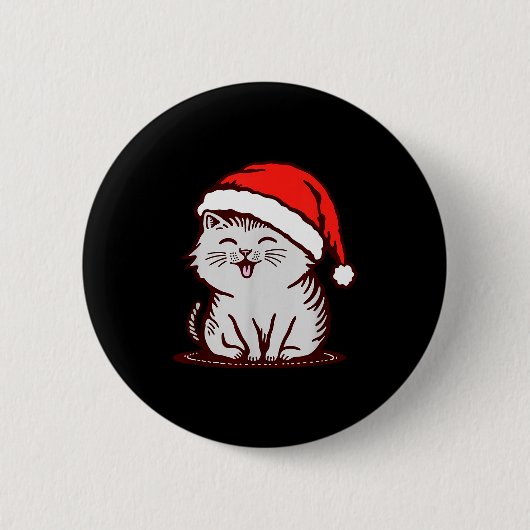 Cat In A Santa Hat  Button (Vorderseite)