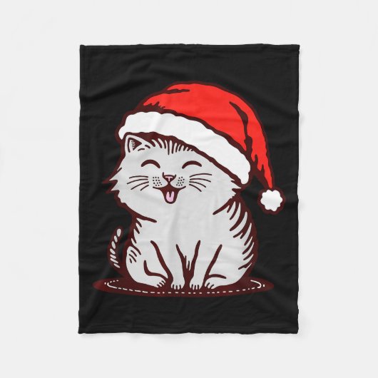 Cat In A Santa Hat  Fleecedecke (Vorderseite)
