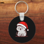 Cat In A Santa Hat  Schlüsselanhänger (Vorderseite)
