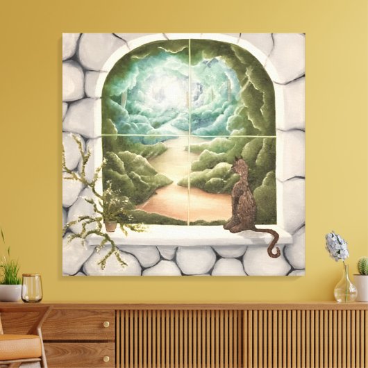 Cat in a Window Leinwanddruck (Insitu (Wohnzimmer))