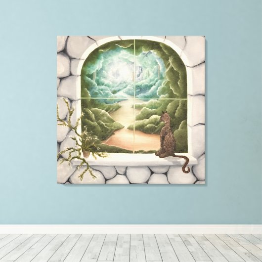 Cat in a Window Leinwanddruck (Insitu (Holzboden))