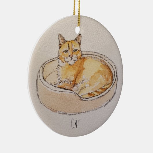 Cat In Bed Keramik Ornament (Rechts)