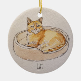 Cat In Bed Keramik Ornament