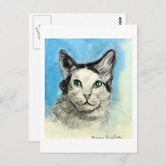 Cat in Blue, Francis Picabia Postkarte (Vorne/Hinten)