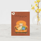 Cat in Chair Thinking of You Card Karte (Gelbe Blume)
