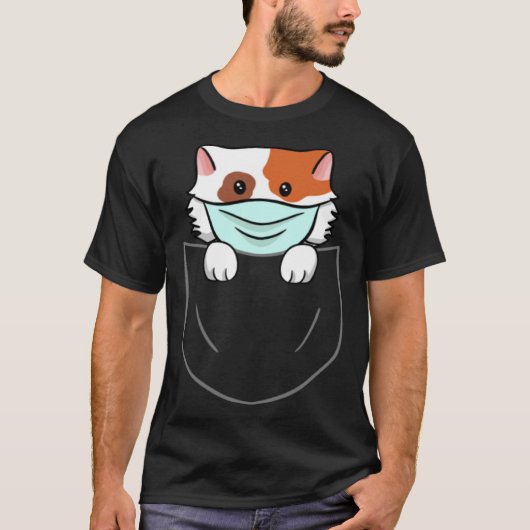 Cat In Chest Pocket Breast Pocket Animal Face Mask T-Shirt (Vorderseite)