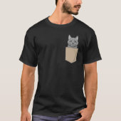 Cat In Chest Pocket Print Kitten Cat T-Shirt (Vorderseite)