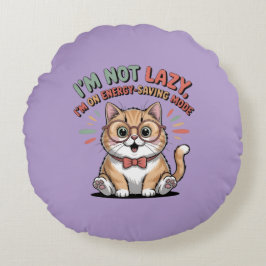 Cat in Energy Saving Mode Rundes Kissen
