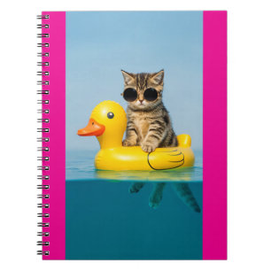 Cat in float duck notizblock
