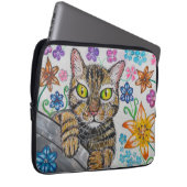 Cat in floral background Electronics Bag Laptopschutzhülle (Vorne Rechts)