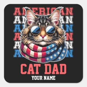 Cat in Glasses Cat Vater Personalisiert Quadratischer Aufkleber