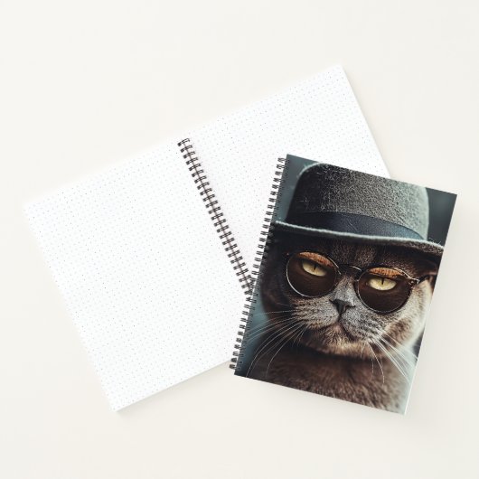 Cat in Hat and Glasses Notebook Notizblock (Innenseite)