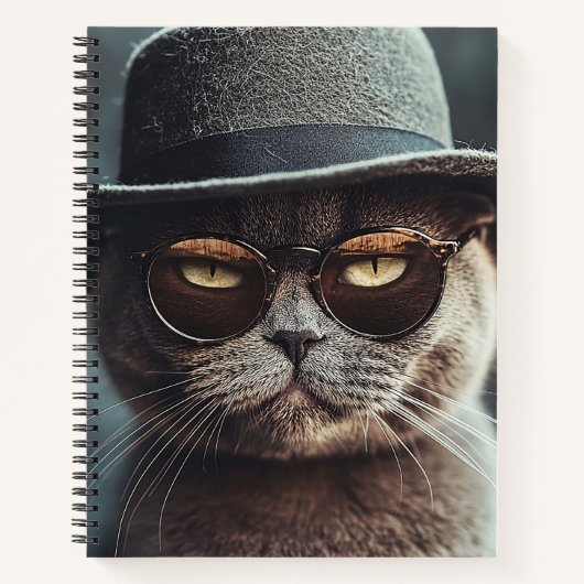 Cat in Hat and Glasses Notebook Notizblock (Vorderseite)