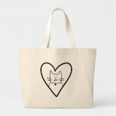 Cat in Heart Doodle  Jumbo Stoffbeutel (Vorne)