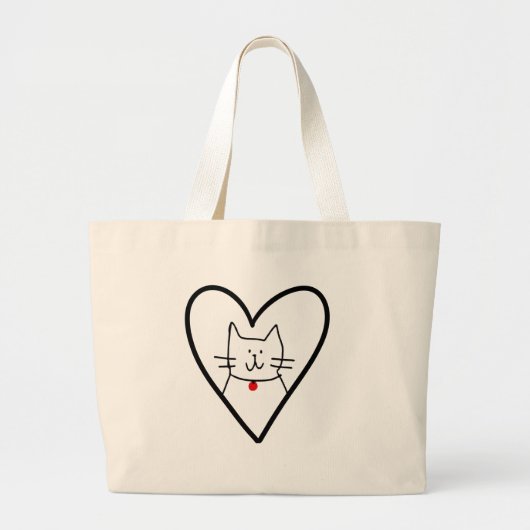 Cat in Heart Doodle  Jumbo Stoffbeutel (Vorne)