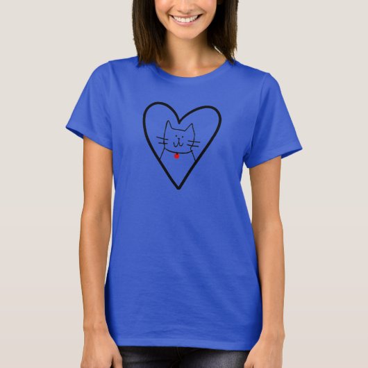 Cat in Heart Doodle T-Shirt (Vorderseite)