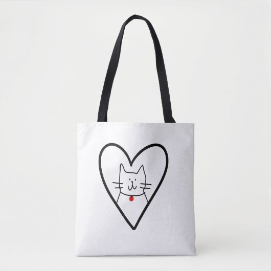 Cat in Heart Doodle  Tasche (Vorderseite)