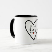 Cat in Heart Doodle Tasse (Vorderseite Links)