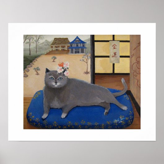 Cat in Japan Painting Art Print Poster (Vorne)