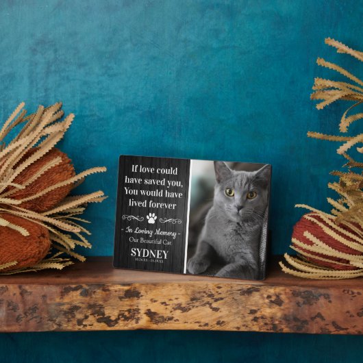Cat in Love Memory Foto Rustic Memorial Fotoplatte (Seite)