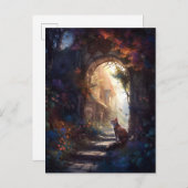 Cat In Magic Alley Fantasy Art Postkarte (Vorne/Hinten)