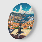 Cat in Monaco Monte Carlo Europe Travel Große Wanduhr (Winkel)