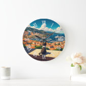 Cat in Monaco Monte Carlo Europe Travel Große Wanduhr (Zuhause)