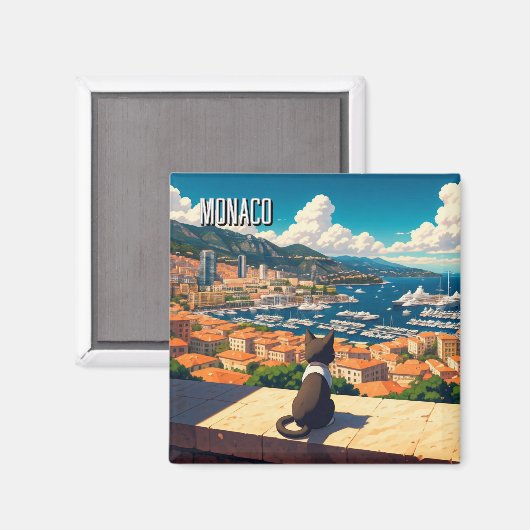 Cat in Monaco Monte Carlo - The Restaurant Magnet (Vorderseite/Rückseite)