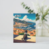 Cat in Monaco Monte Carlo - The Restaurant Postkarte (Stehend Vorderseite)