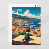 Cat in Monaco Monte Carlo - The Restaurant Postkarte (Vorne/Hinten)