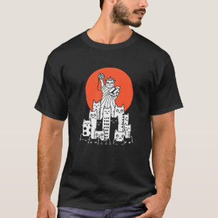 Cat in New York NYC America USA Patriot Manhattan T-Shirt