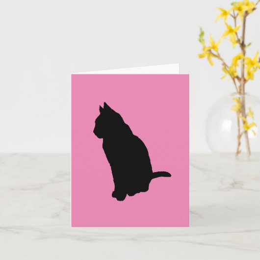 Cat In Position Silhouette Vector ausschneiden Karte (Gelbe Blume)