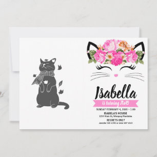 Cat in scarf prepares for winter-Choose back color Einladung