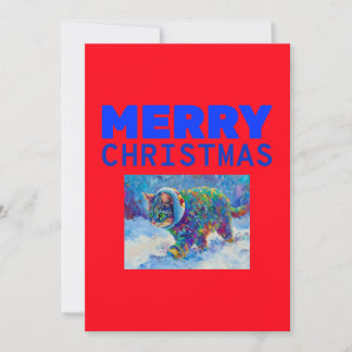 Cat in Snow Wearing Ear Muffs Feiertagskarte