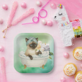 Cat in Spa party for Siamese Cat Lovers Pappteller (Party)